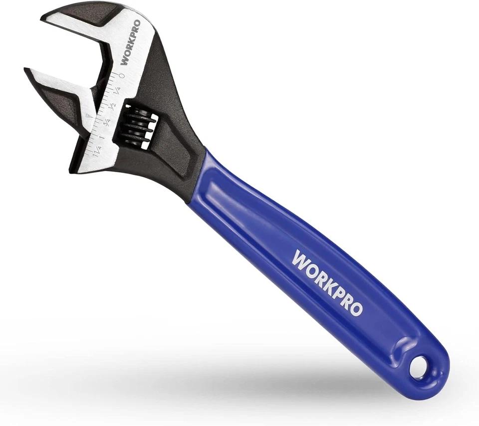 WORKPRO 6"/8"/10" Adjustable Wrench Wide Jaw Wrench Black Oxide Metric SAE Scale - Image 2 of 4