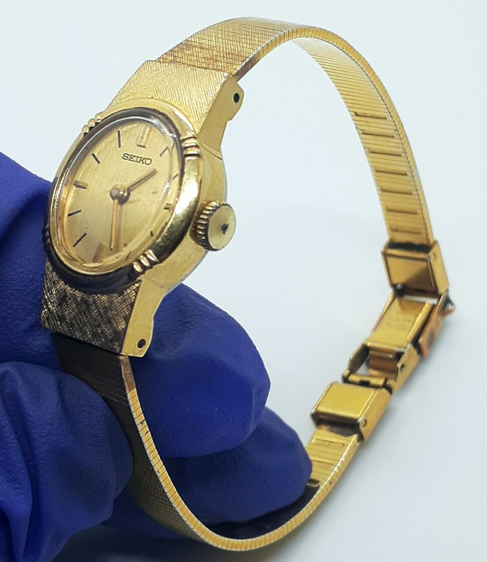 Vintage Seiko Ladies Watch Gold Tone 17 Jewel No Band 1100-5549 New Battery Runs Seiko Ladies Vintage Gold Tone 17 Jewels Automatic Watch  main image 3