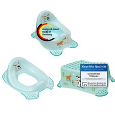 3er Set Funny Farm aquamarin: Kindertopf + WC Aufsatz + Hocker 