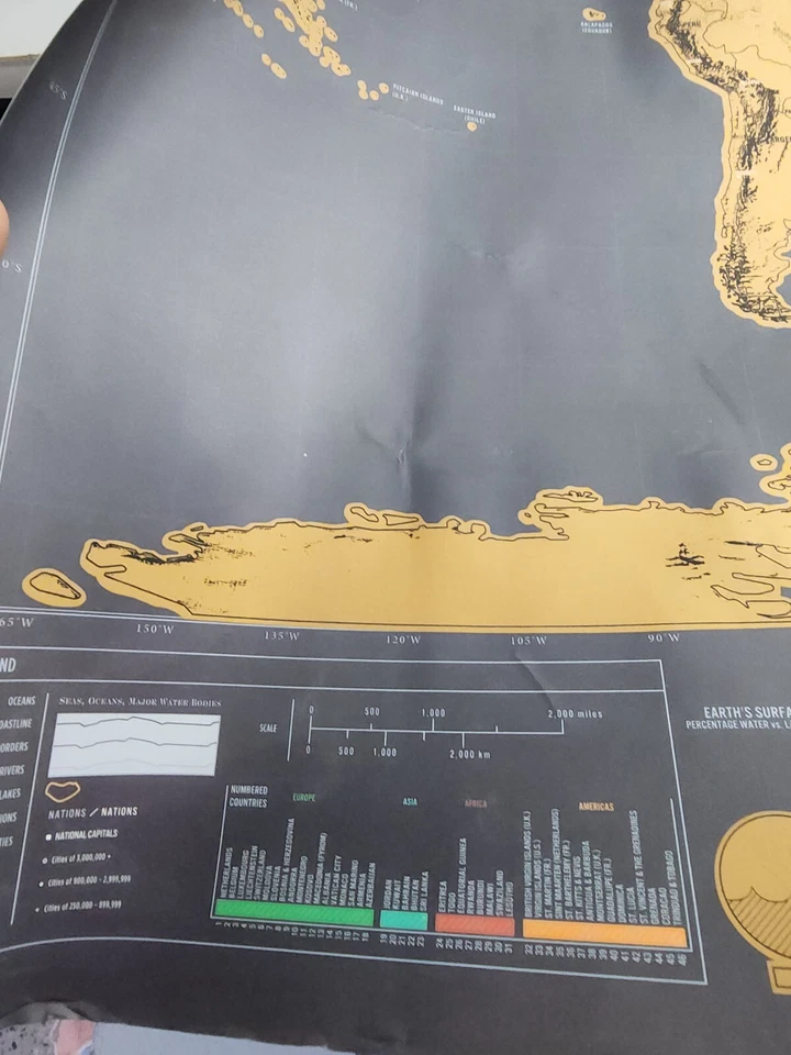 Scratch Off World Map Poster Open Tube Unscratched 23" x 32" Luckie's deluxe ed - Image 4 of 4