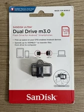 SanDisk 128GB OTG Dual Ultra USB m3.0 Micro Flash Thumb Drive Memory SDDD3-128GB