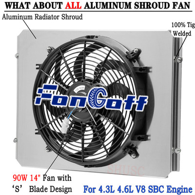 Shroud Electric Fan For 1955-1957 Chevy Bel Air Nomad 4.3 4.6L V8 SBC Engine