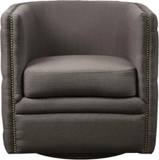 Capstone 360-Degree Swivel Barrel Chair with Tufting and Nail Heads