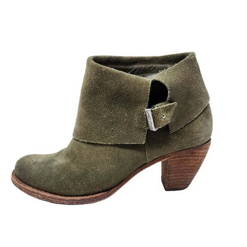 Alice + Olivia Caden Folded Collar Slouchy Oiled Suede Ankle Booties Size 36.5