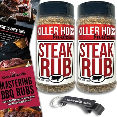 Killer Hogs Steak Rub Premium BBQ Spice Seasoning 2 pk (22 oz) + Guide & Opener