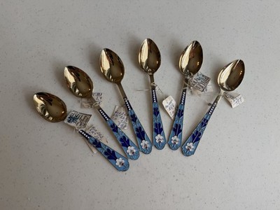 1960年代 ソ連 銀製 ティースプーン 2点 未使用 916 SILVER Vintage USSR 916 Silver Enamel Spoon Set of 6 with Tags | eBay