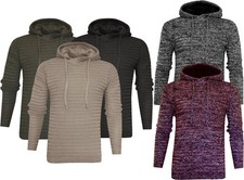 Knitted Hoodie Pullover Ribbed Design Plain Casual Jumper Sweater Top Ex Store