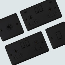 Basics Matt Black Range of Sockets and Switches
