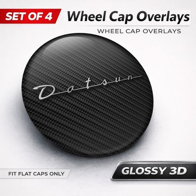 Datsun Wheel Cap Overlays 3D Domed Resin Center Cap Stickers Set of 4