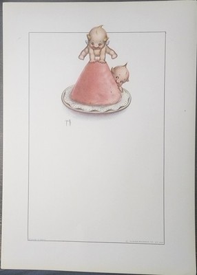 Vintage Lithograph Print Feat. Kewpie Babies Designed By Artist Rose O'Neil
