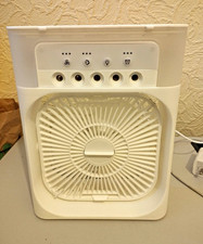 White Table/Desk Corded Fan with Timer & Light, 3-Blade, Push Button