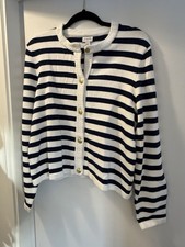 J. Crew Nautical Blue And White Striped Sweater Size Large NWT