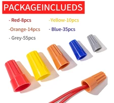 122Pcs Wire Connector Nuts Kit, 5 Size Color Caps, Quick Electrical Twist Splice