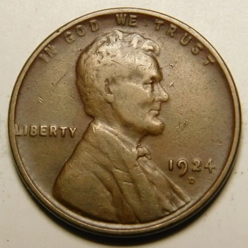 1924 D Lincoln Wheat Cent Penny F-VF  "Actual Coin Pictured"