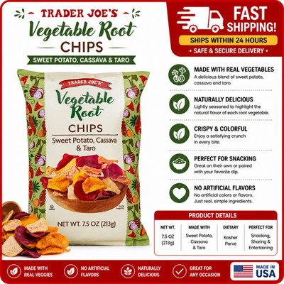 Trader Joe's Vegetable Root Chips 7.5 oz Bag Sweet Potato Cassava Taro