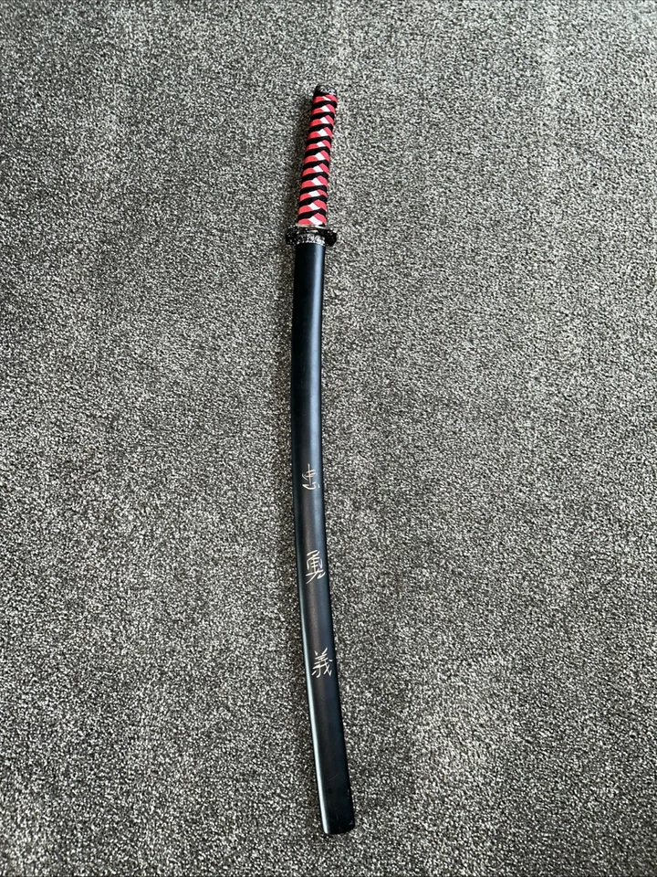 Steel Bladed Katana With Red And Black Handle And Wooden Sheath - Image 2 of 4