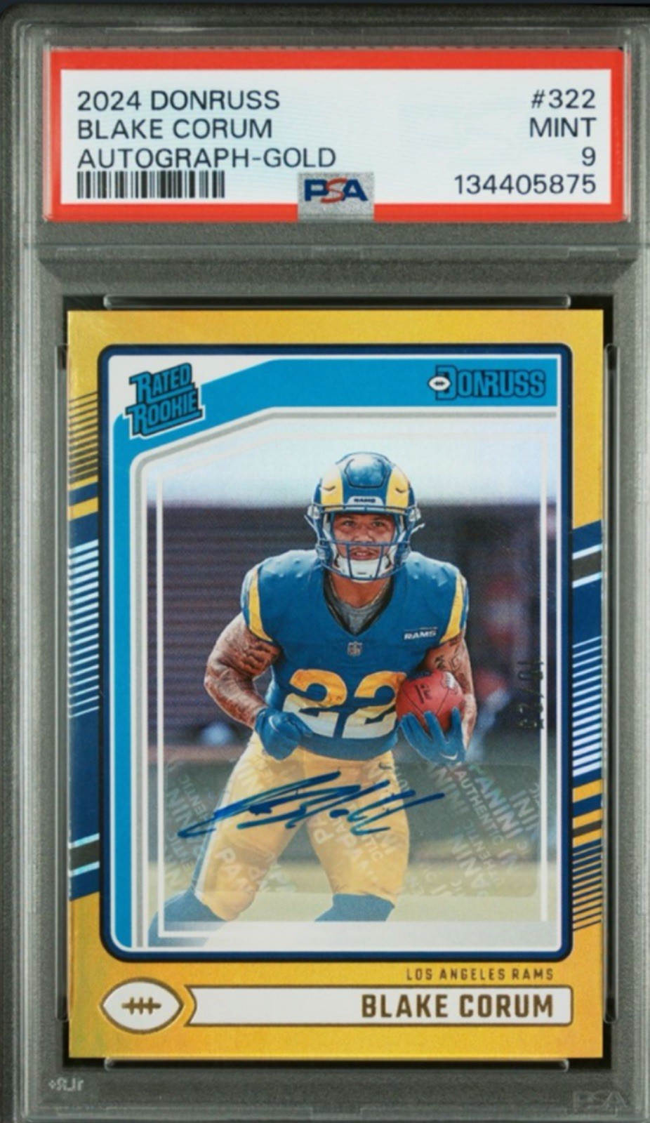 2024 Panini Donruss - Rated Rookie Blake Corum #322 Gold Autographs /25 (AU, RC)
