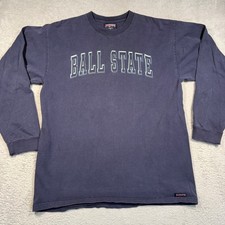 Vintage 90s JanSport Ball State BSU Long Sleeve Shirt Unisex L Navy Made In USA