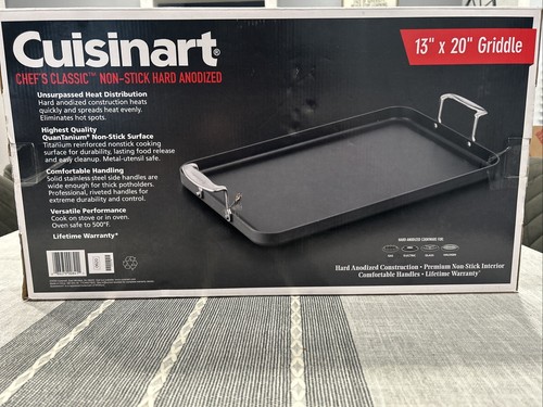 NEW Cuisinart Double Burner Griddle, Chef’s Classic Nonstick Hard Anodized 13x20 - Picture 2 of 2