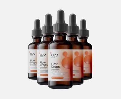 (5 PACK) LUV Health Flow Drops - Adaptogen Mushroom Blend Drops [USA]
