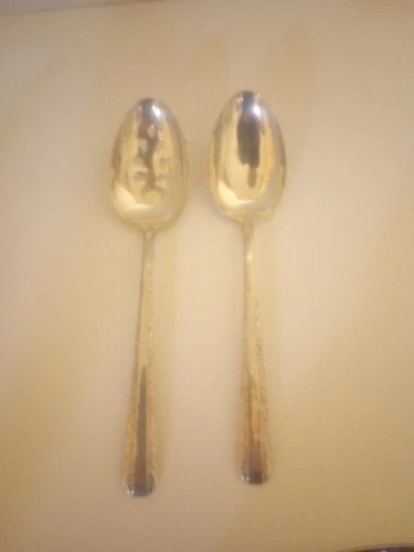 Towle Candlelight 8 1/2 Inch 1 Slotted  And 1 Reg Serving Spoon Sterling Silver