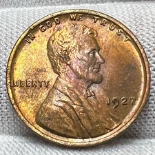 1927 Lincoln Wheat Cent Incredible Old Album Toning receive coin pictured #2548