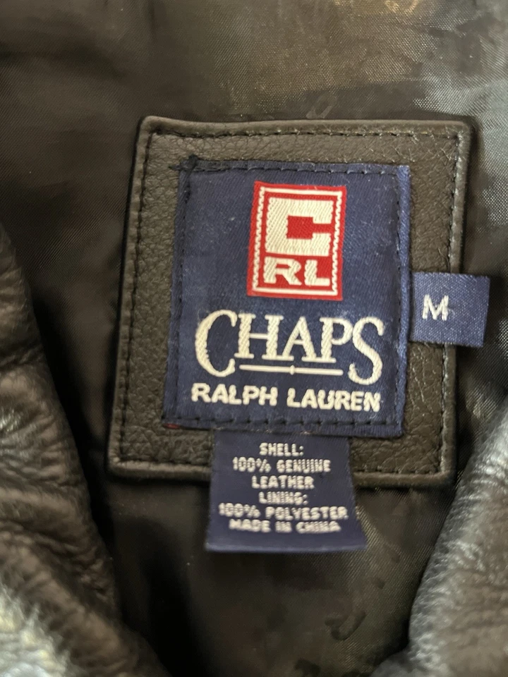 Jaqueta CHAPS Ralph Lauren Forrada, Preta, Couro, Zíper Completo, Antiga Masculina Tamanho M - Imagem 3 de 4