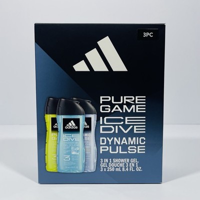 Adidas 8.4 oz Pure Game Ice Dive Dynamic Pulse 3-In-1 Shower Gels Gift Set