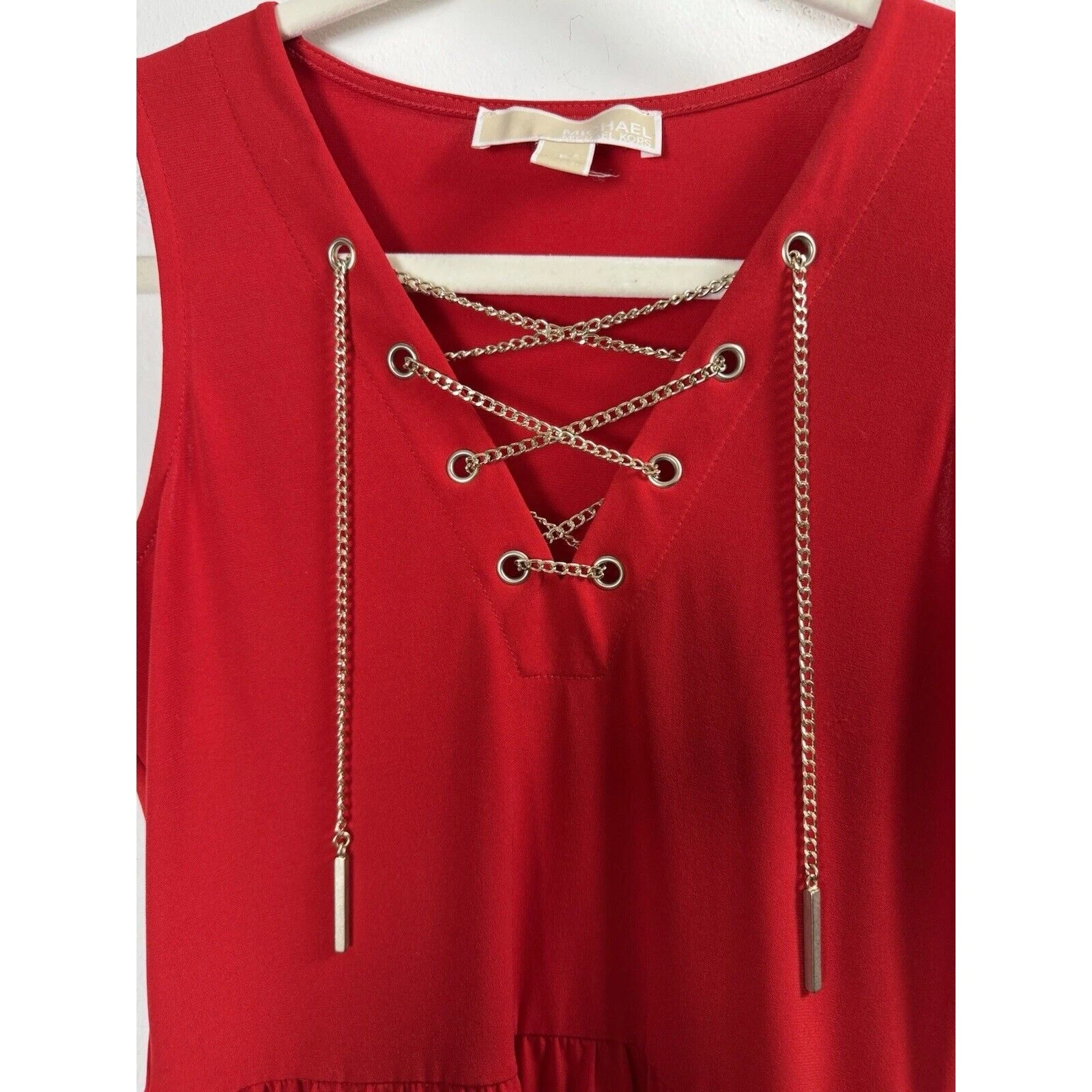 Abito blusa Michael Kors rosso lusso designer San Valentino Baddie Bombshell taglia P