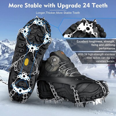 Tomshoo 32 Teeth Ice Gripper Spike For Shoes Anti Slip Hiking Climbing Snow Spikes Crampons Cleats Chain Claws Grips Boots Cover 240621 From Longda004, $21.35