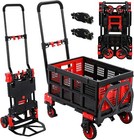 2 in 1 Foldable Hand Truck Dolly with Basket Platform Cart W/Retractable Handle