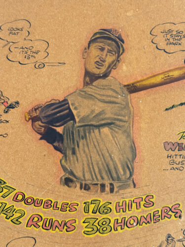 vtg 1947 Ted Williams Louisville Slugger Advertising Baseball Sign Red Sox - Picture 9 of 16