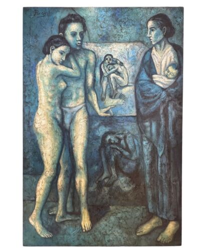 Pablo Picasso Artist Oil Painting Canvas Signed Stamped Hand Handmade Vintage - Afbeelding 1 van 2