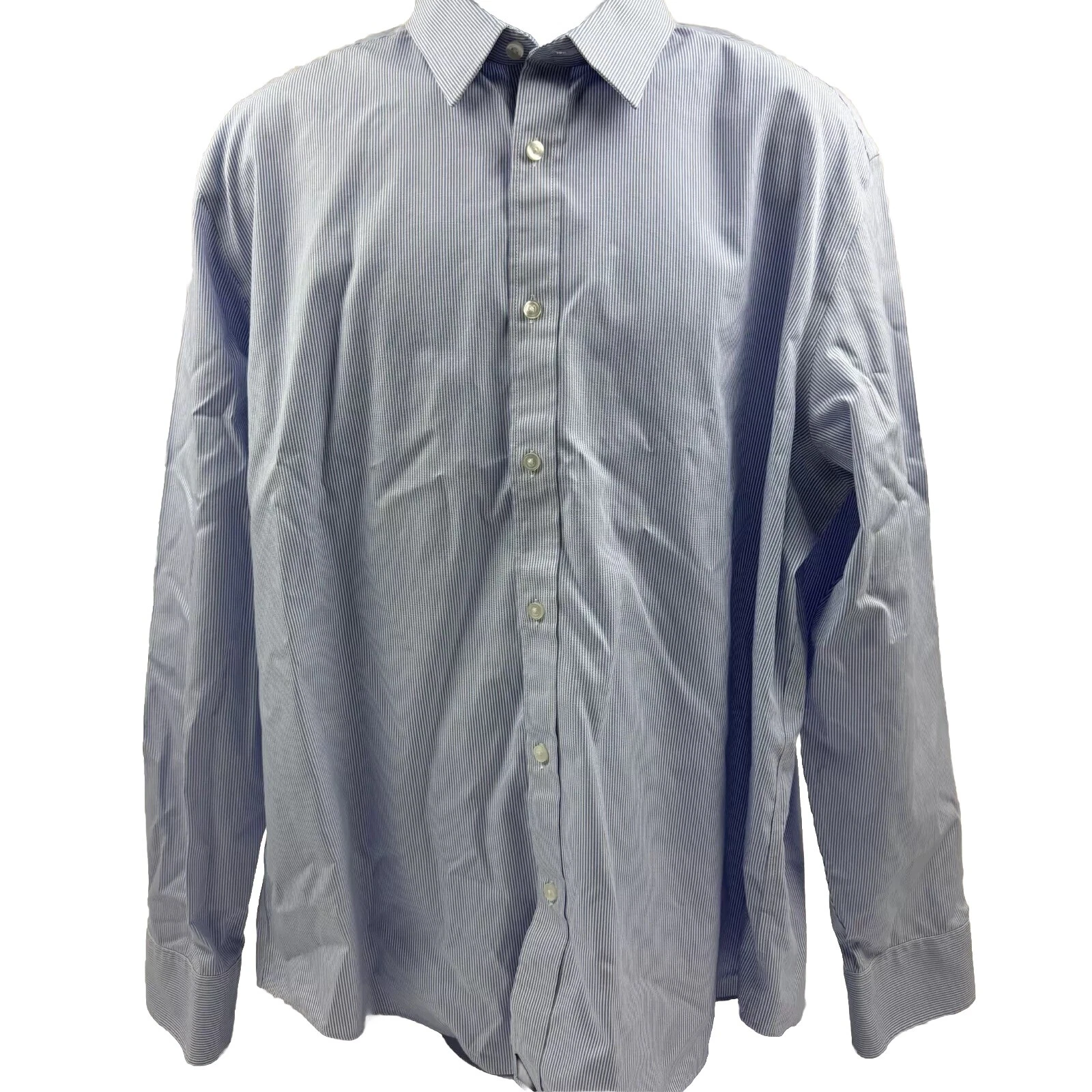 UNTUCKIT 100% Cotton Mens Sz XXL Light Blue Long Sleeve Striped Polo Shirt