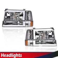 Fit For 1992-1996 Ford F150 F250 F350 Dual Led Drl Bumper Clear Headlights New Fit For 1992-1996 Ford F150 F250 F350 Dual Led Drl Bumper Clear Headlights New