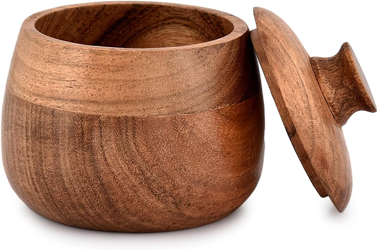 Hand Carved Acacia Wood Jewelry Box Artisan Keepsake-image