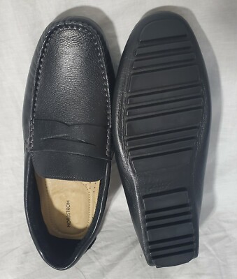 Nordstrom Brody Pebbled Soft Black Leather Slip On Driving  display picture 2