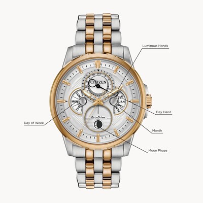 CITIZEN BU0056-57A Calendrier Moon Phase Date White Dial Men's