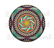 Lotus Arabesque Pattern Holidays Handmade Pocket Mirror, Magnet or Pinback 2.25"