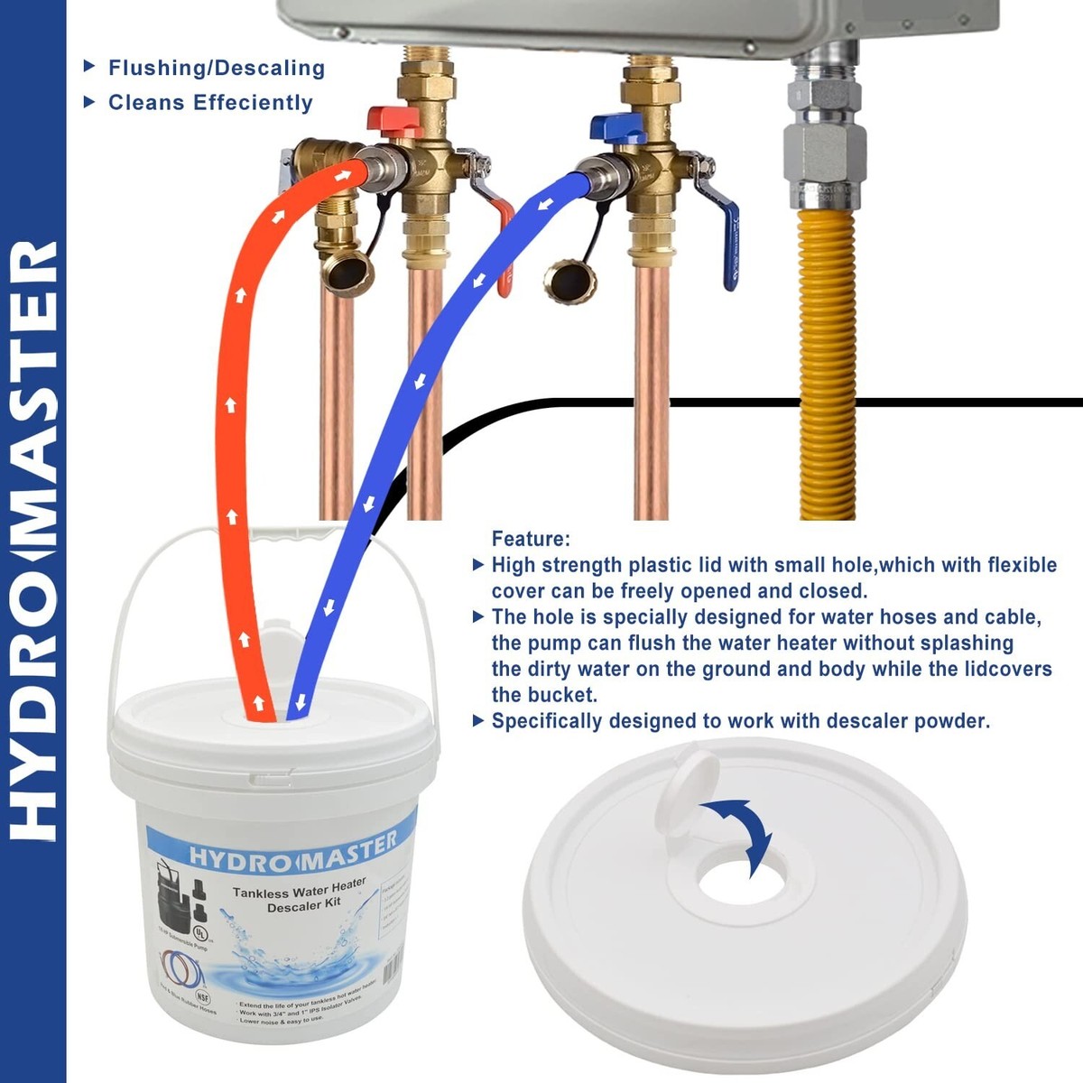 HYDRO MASTER Tankless Water Heater Flush kit,Includes 1/6HP Pump, 3.2  Gallon ... | eBay