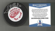 Sid Abel Signed Detroit Red Wings Trench Puck Beckett COA Signed In Silver