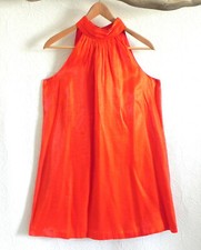 Michael Kors Micro Mini Dress Halter A-Line Neon Coral/Red Satin Size 6