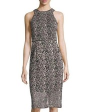 Tahari ASL black cocktail dress with embellished-mesh overlay UK size 10 - NWT
