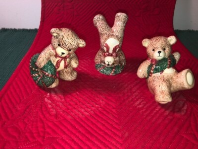 2003 Fitz And Floyd Teddy's Christmas Tumblers Set Of 3 Bears