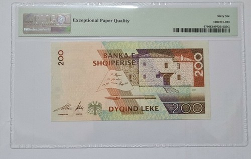 2001 Albania 200 Leke PMG66 EPQ GEM UNC【P-67】 - Picture 2 of 4
