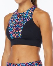 TYR N1007 Carnivale Amira Racerback Swim Crop Top, Black/Multi, S/4-6