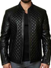New Quilted Men's Black Leather Jacket 100 Real Lambskin Style Slim Fit Jacket