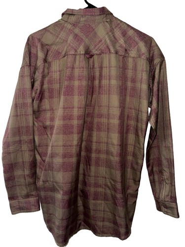 BURTON shirt Mens, Authentic, SOFT FLANNEL, Long Sleeve,Plum/Gray PLAID, Vintage - Picture 14 of 22