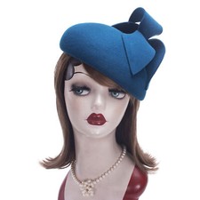 Womens Wool Felt Dressy 1950s Cocktail Pillbox Hat Wedding Beret Church A621