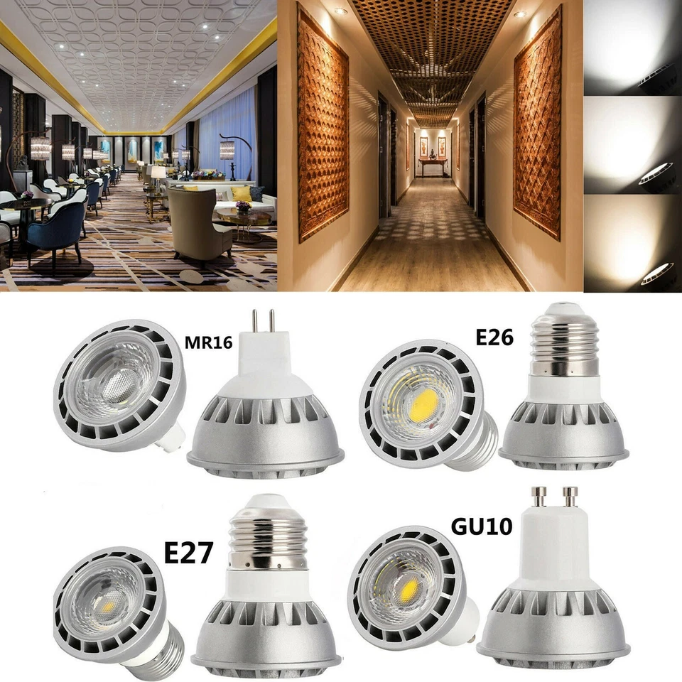 220V 110V Dimmable MR16  GU10 E27 E26 15W LED SpotLight COB Bulb High Power Lamp - Image 2 of 4